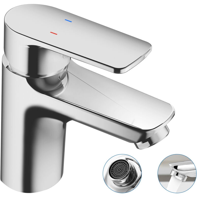immagine 0 del prodotto auralum miscelatore per lavabo in ottone cromo, rubinetto del bagno per fredda e calda regolabile, monocomando rubinetto lavabo bagno con aeratore