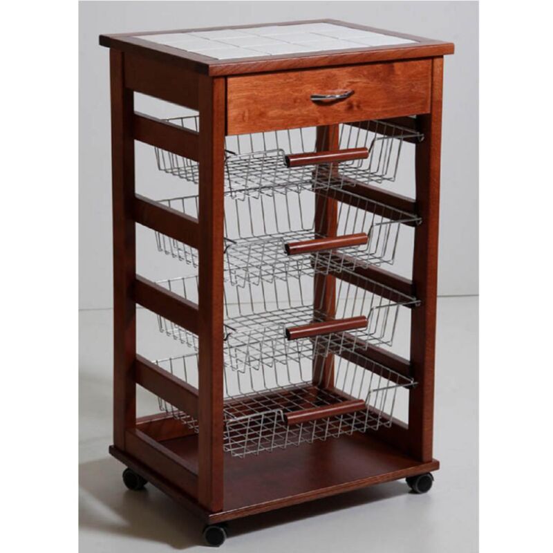 immagine 0 del prodotto carrello cucina portafrutta con cassetto portaoggetti noce