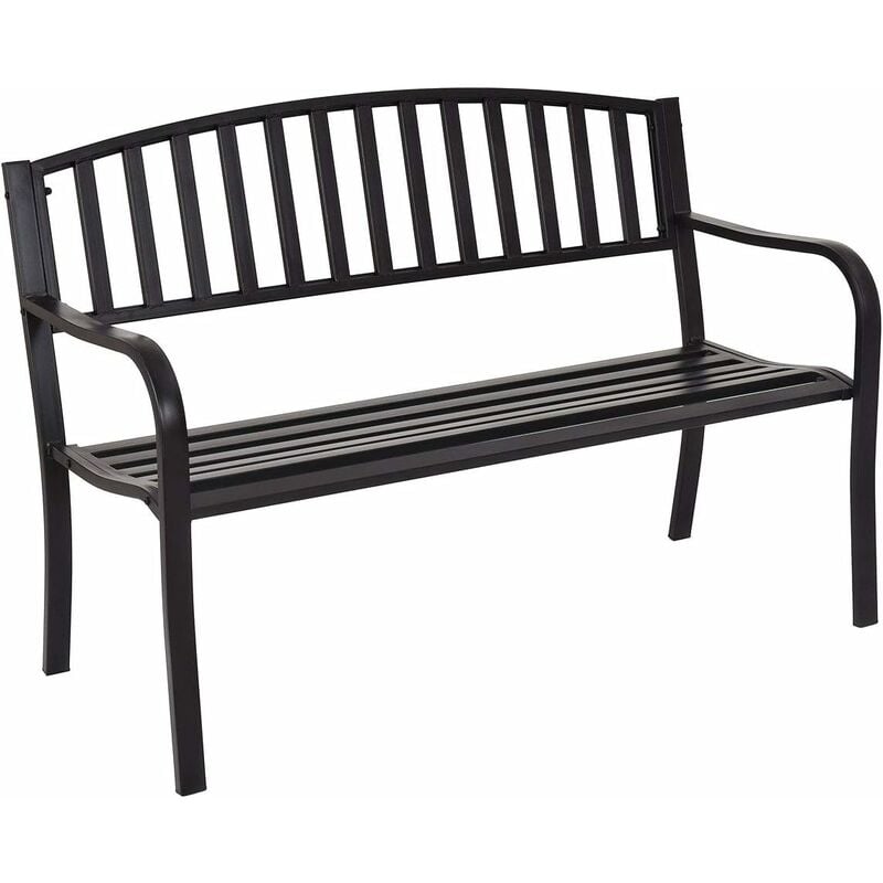 foto del prodotto costway panchina da esterno metallo, panca da esterno con schienale squisito, braccioli ergonomici e sedile ampio, panchina da giardino, balcone e