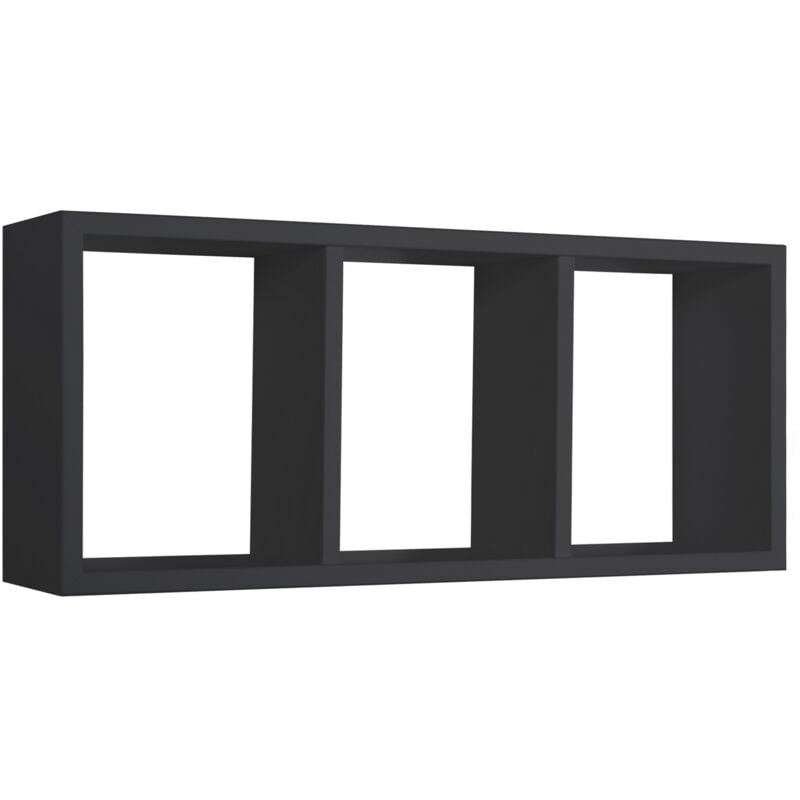 foto del prodotto mensola cubo 3 scomparti scaffale nero soggiorno salotto camera moderno tristano
