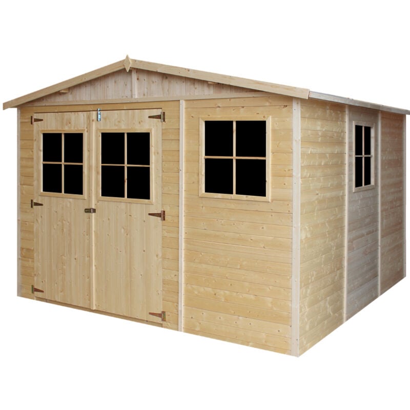 foto del prodotto timbela casa da giardino in legno naturale con pavimento impregnato a226x316x324 cm 9 m magazzino esterno con finestre capanno da giardino