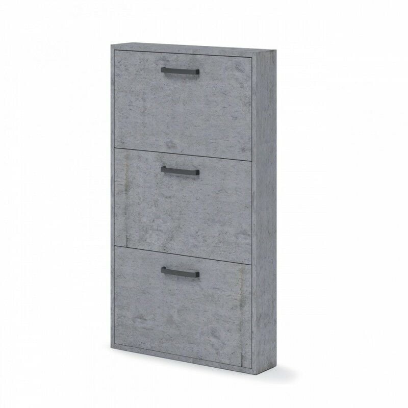 foto del prodotto scarpiera slim grigio cemento in legno nobilitato 3 ribalte cm 108x65x15
