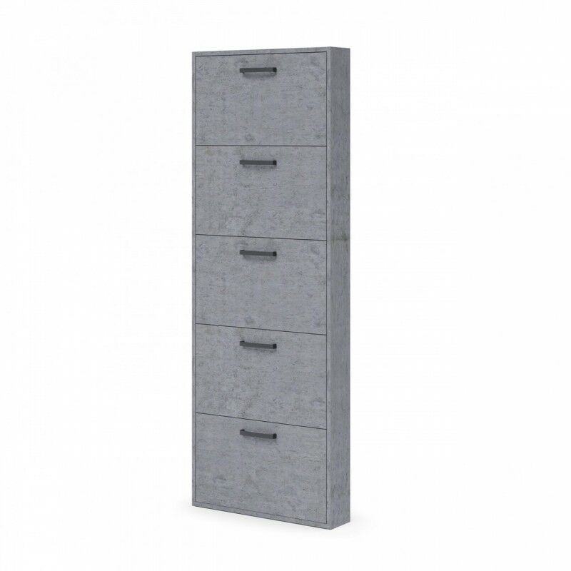 foto del prodotto scarpiera slim 5 ribalte grigio cemento legno nobilitato h.180x65x15 cm