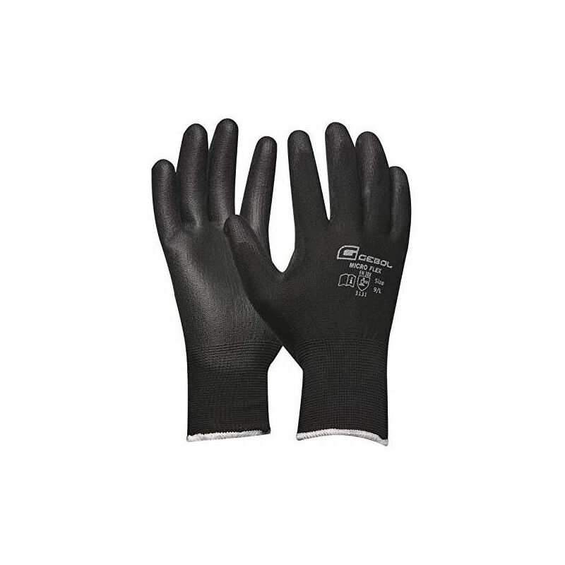 foto del prodotto guanti da lavoro gebol micro flex poliestere nero taglia 9