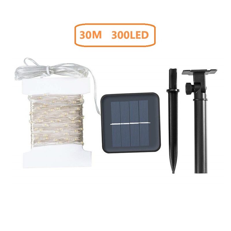 foto del prodotto 30m 300 led luci solari a stringa in filo di rame luci fatate per esterni decorazioni da giardino impermeabili luci per ghirlande natalizie, colore