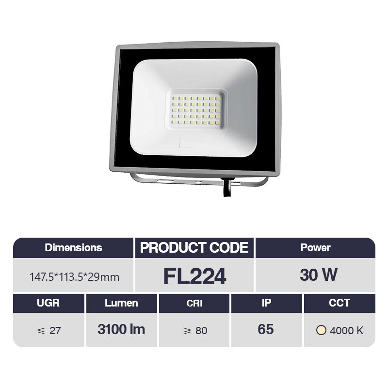 foto del prodotto 30w kosoom led faretto da esterno 147.5x113.5x29mm fl224 impermeabile ip65 3100lm