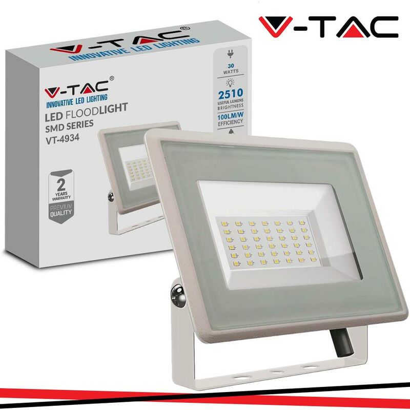 foto del prodotto 30w led proiettore smd f series corpo bianco 3000k luce calda