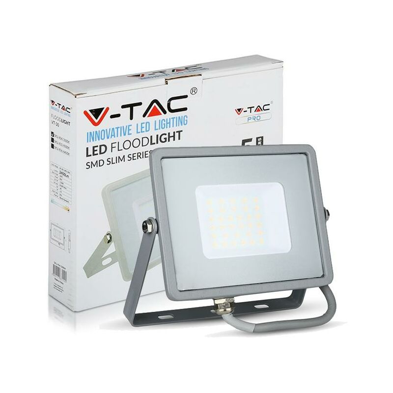 foto del prodotto 30w led proiettore smd samsung chip corpo griggio 3000k luce calda