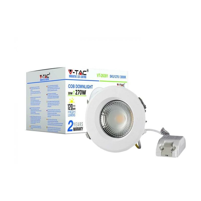 foto del prodotto 30w spot led cob rotondo a 120lm w 4000k luce naturale