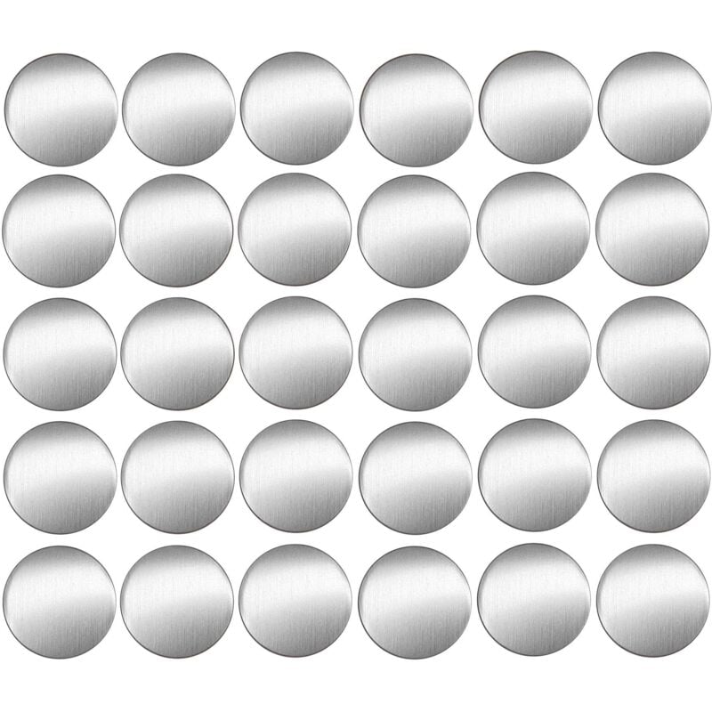 foto del prodotto 30x copriviti adesivi 20 mm plastica viti copertura coperchi tappi riparazione mobili, grigio alluminio lucido