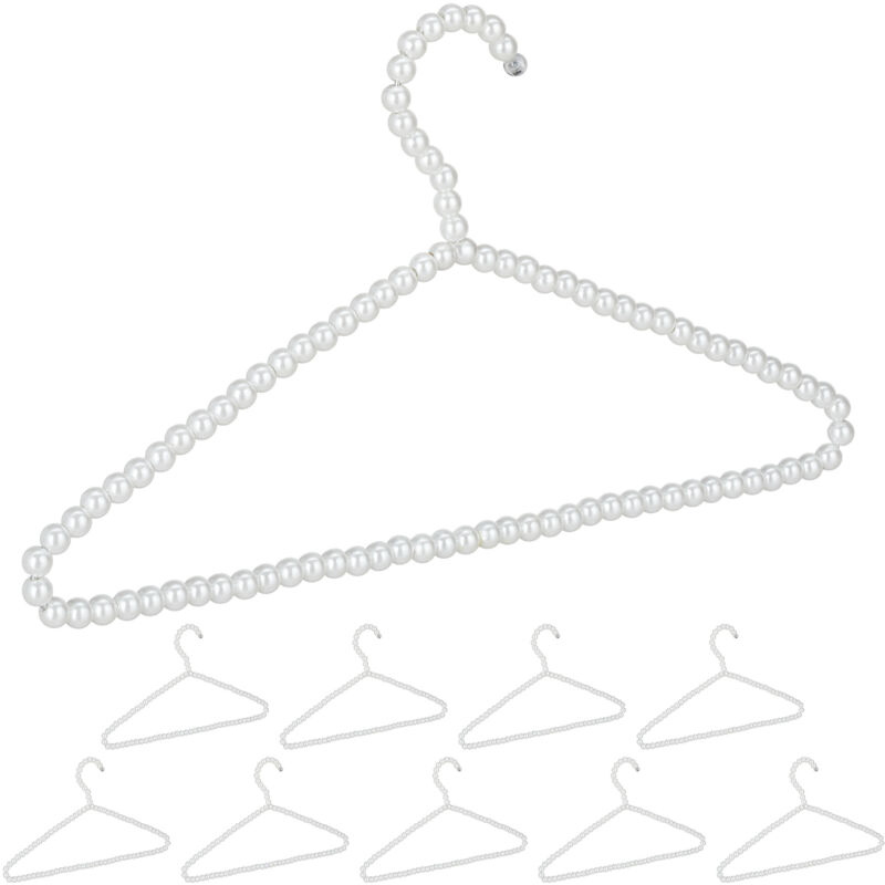 foto del prodotto 30x grucce appendiabiti con perline, set da 30, stampelle giacche, asta per pantaloni e gonne, 40 cm, plastica, bianco