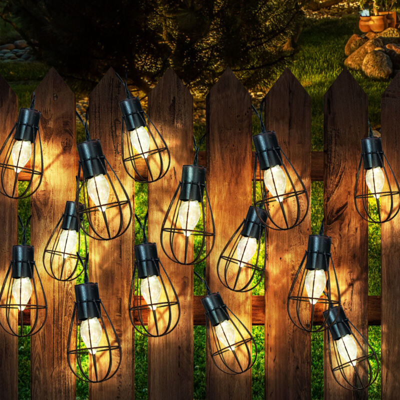 foto del prodotto 30x lucine solari a led lampada solare da esterno decorazione da giardino stile retr , metallo ruggine, led bianco caldo, l 200 cm