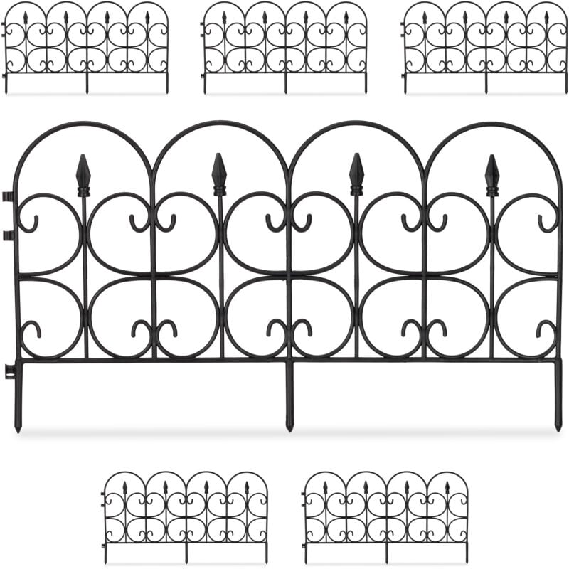 foto del prodotto 30x recinzione per aiuole in plastica, h 30 cm, elegante recinto decorativo, con paletti per il fissaggio, 20 m, nero