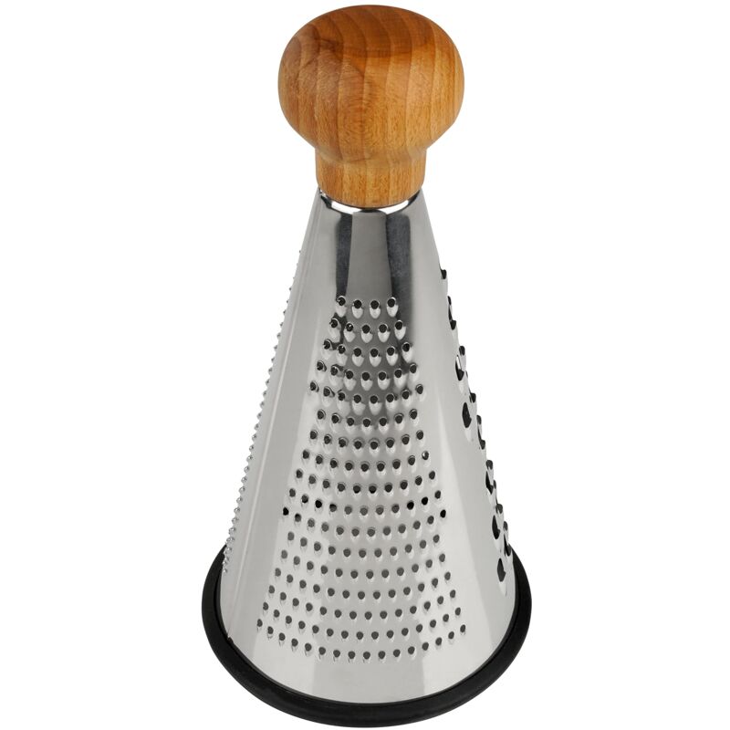 foto del prodotto 31036 grattugia in acciaio inox, grattugia per formaggio, grattugia per verdure, manico in legno certificato fsc, acciaio inossidabile, 24 x 12 cm