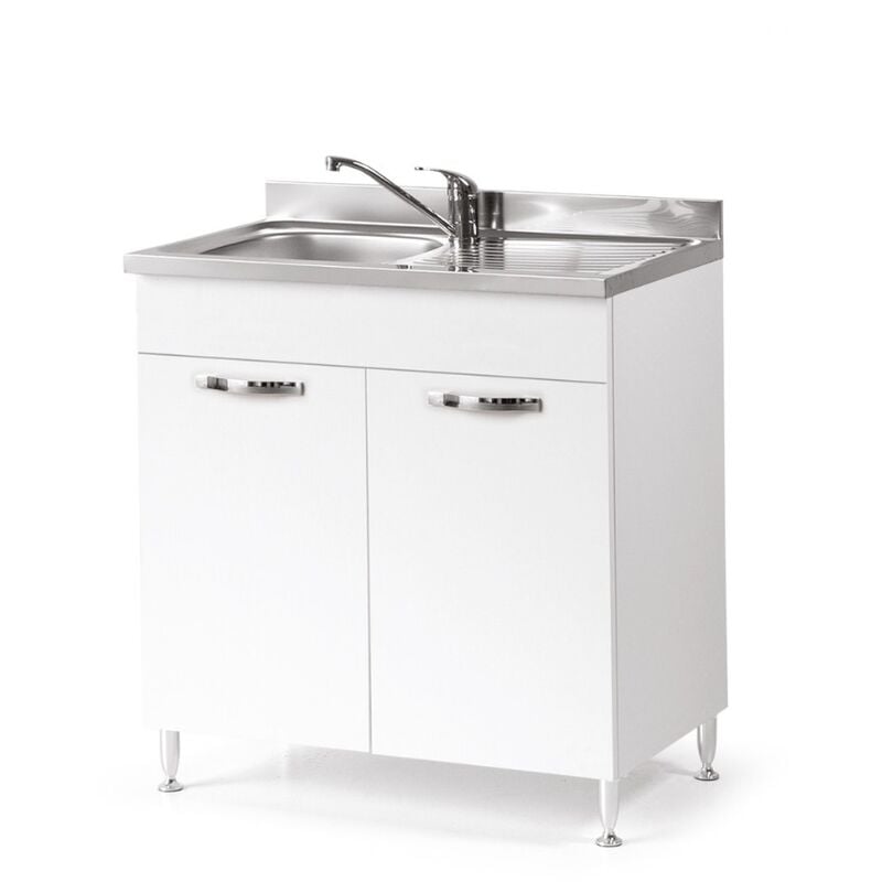 foto del prodotto argonauta sottolavello per cucina bianco frassinato 2 ante cm 80x50xh 85