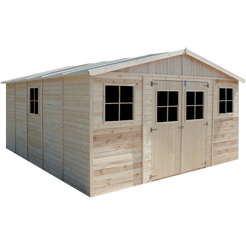 foto del prodotto timbela casa da giardino in legno naturale con pavimento impregnato 418x520 cm 20 m magazzino esterno con finestre capanno da giardino bici,