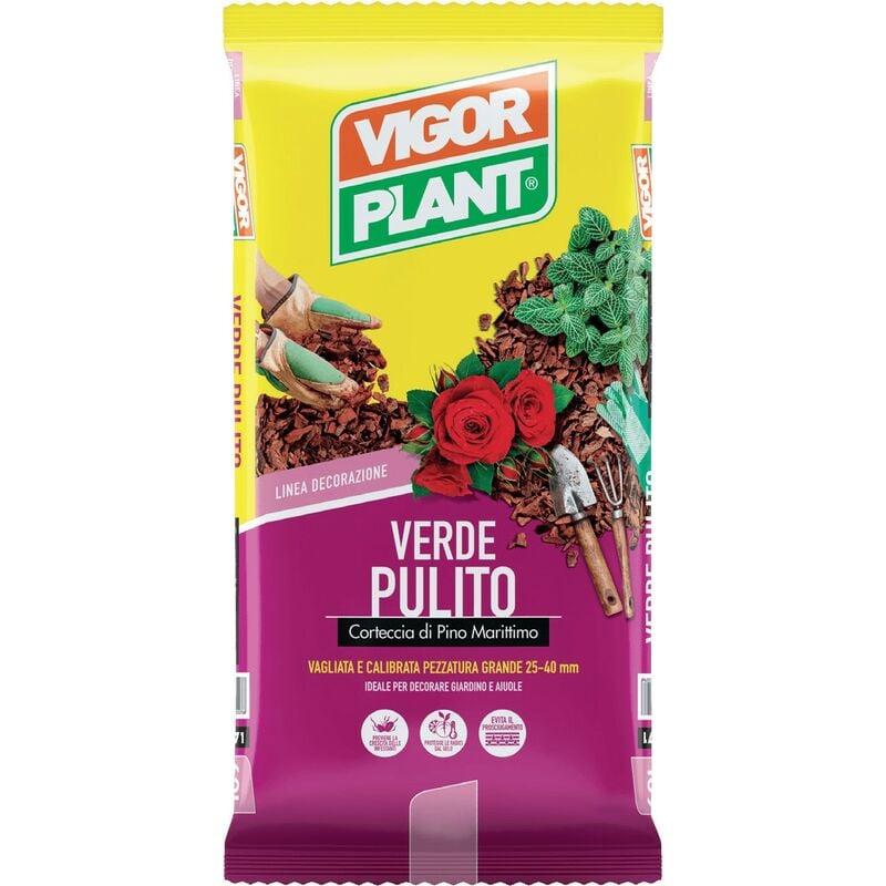 foto del prodotto vigorplant corteccia di pino grande 25 40 mm verde pulito 60 litri