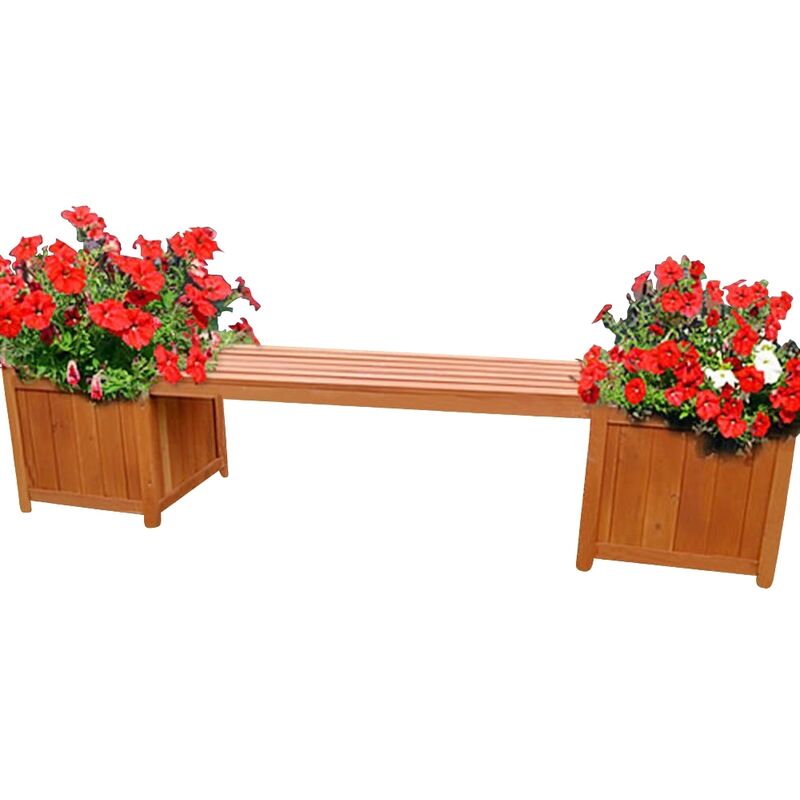 foto del prodotto 2in1 panca da giardino con 2 fioriere in legno panca da giardino