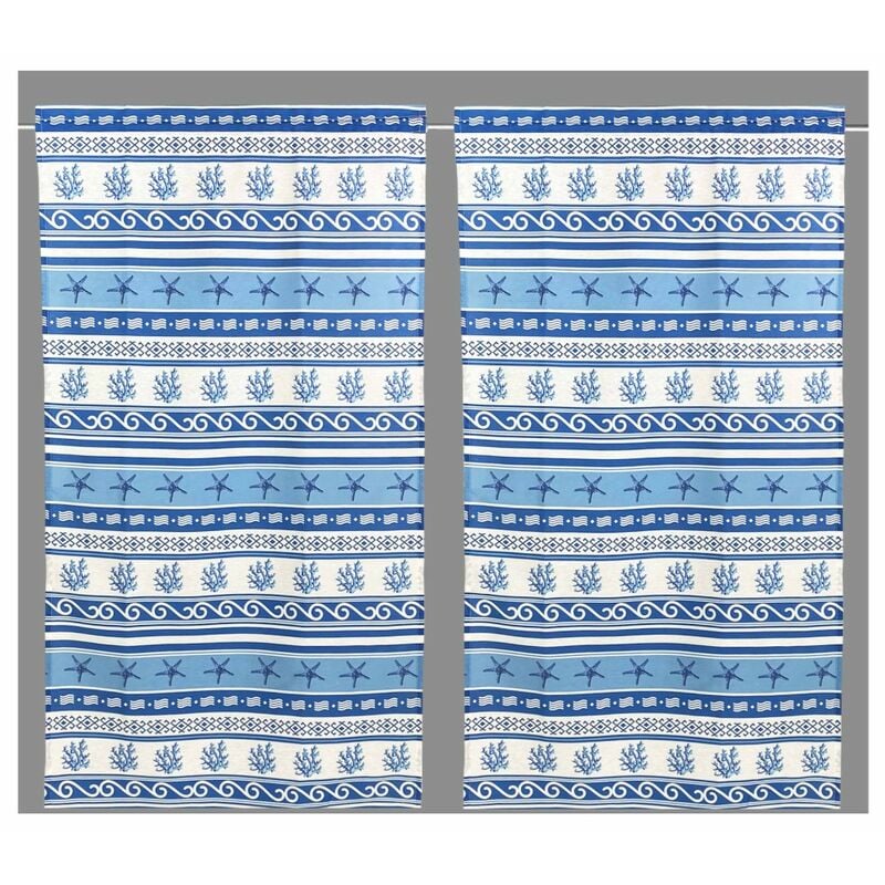 foto del prodotto tendina vetro moderna larga 45 o 60 o 80 grecia blu made in italy 1 telo cm. 45x240