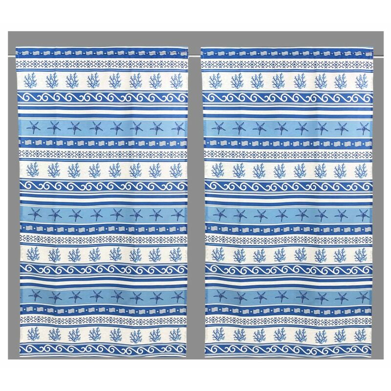 foto del prodotto tex family tendina vetro moderna larga 45 o 60 o 80 grecia blu made in italy 1 telo cm. 80x150