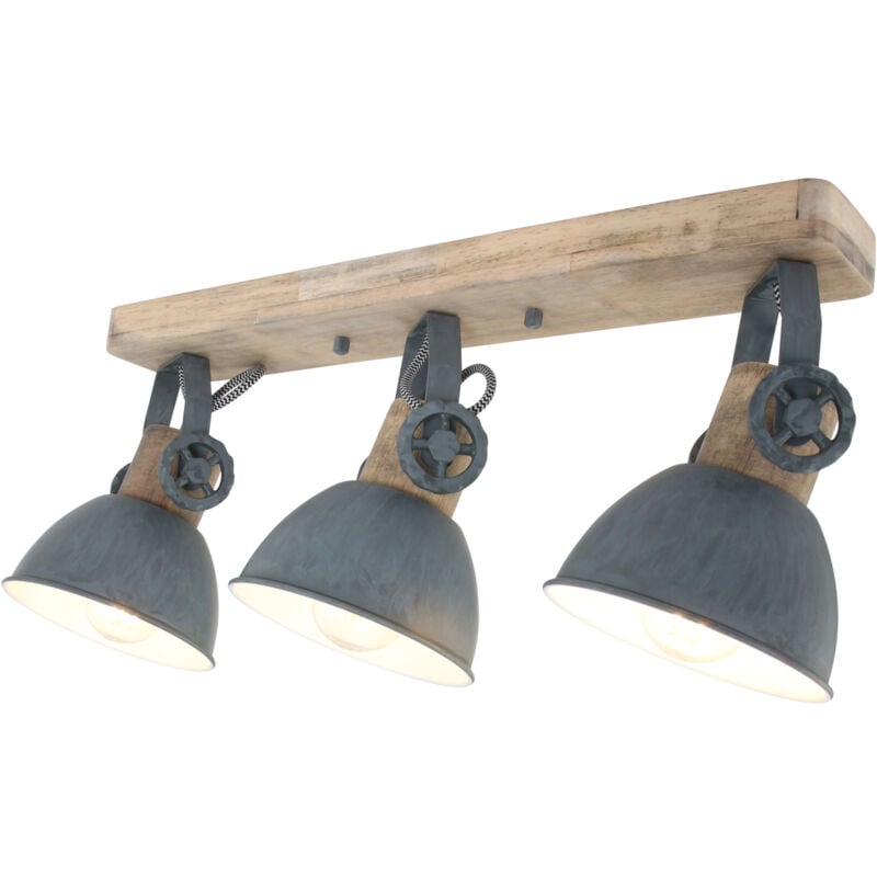 foto del prodotto mexlite faretto gearwood grigio metallo legno di gomma 