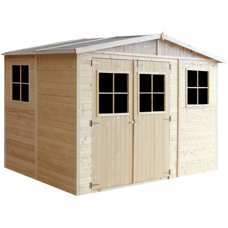 foto del prodotto timbela casa da giardino in legno naturale con pavimento impregnato a226x216x324 cm 6 m magazzino esterno con finestre capanno da giardino