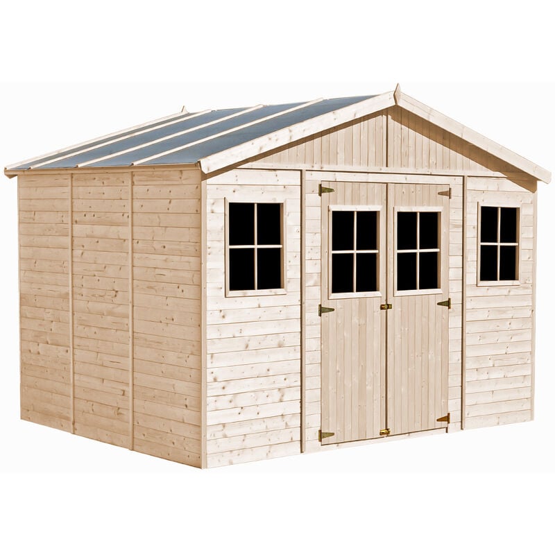 foto del prodotto timbela casa da giardino in legno naturale con pavimento impregnato a246x418x320cm 12 m magazzino esterno con finestre capanno da giardino