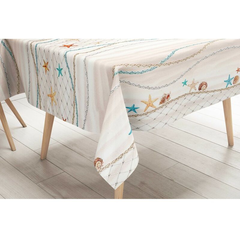 foto del prodotto tex family tovaglia lima in tela cerata plastificata lavabile idrorepellente in pvc stelle marine made in italy cm. 140x140 x4 persone