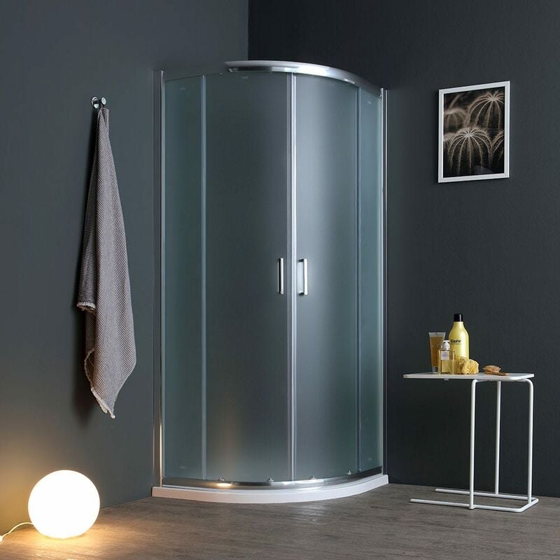 foto del prodotto kiamami valentina cabina doccia semicircolare 90x90cm ante vetro satinato 6 mm giada