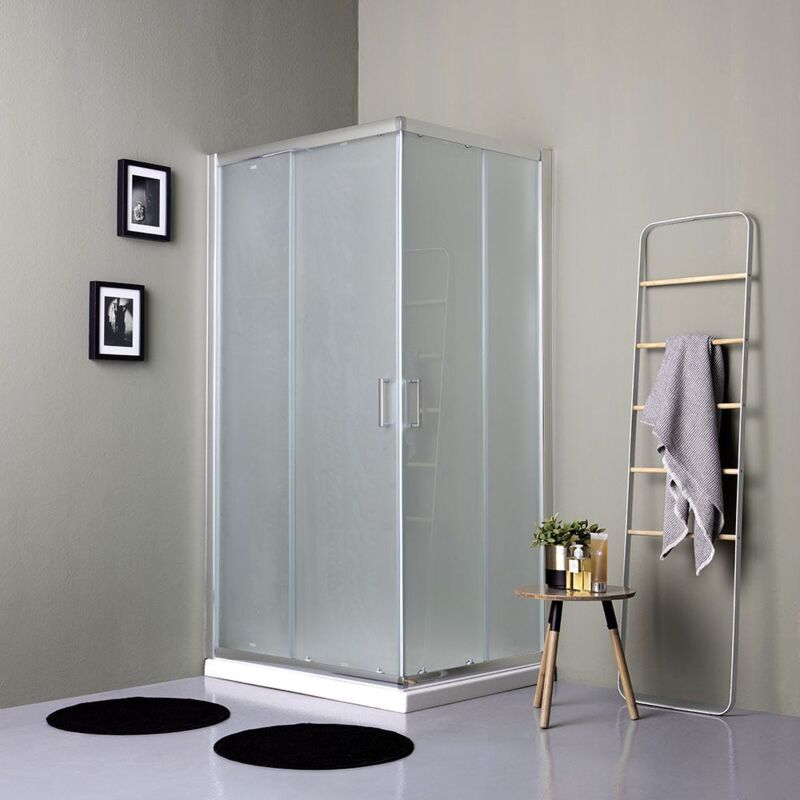 foto del prodotto kiamami valentina box doccia 80x120 vetro satinato con ante scorrevoli giada