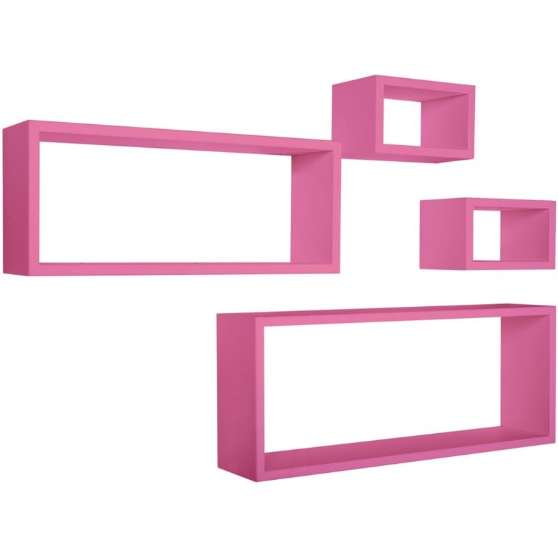 foto del prodotto mensola da parete scaffale cubo set 4 pezzi fuxia salotto camera soggiorno moderno merlino