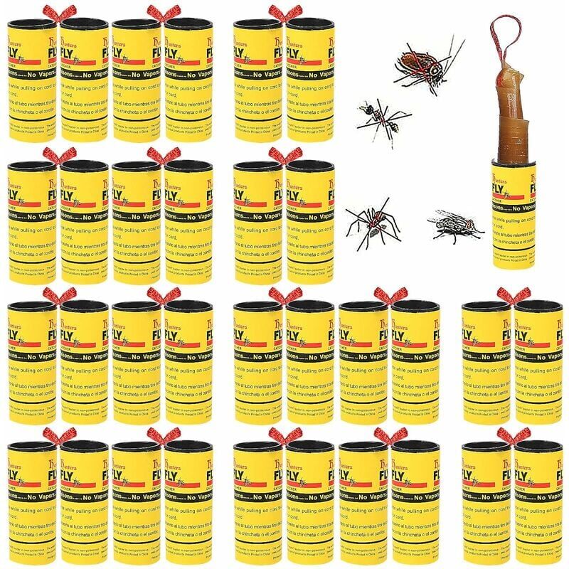 foto del prodotto 32 pezzi di carta catturamosche, rotoli di carta moschicida, carta moschicida adesiva, strisce di carta moschicida, nastro catturazanzare per insetti