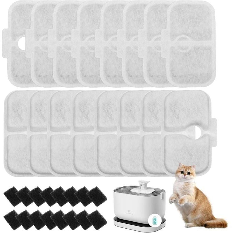 foto del prodotto 32 pi ces filtre de fontaine eau petlibro pour chat emball pour fontaine eau pour chat plwf105 plwf115 plwf005,16 cartouches filtrantes et 16