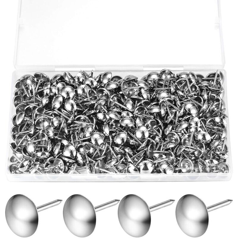 foto del prodotto 320 chiodi per tappezzeria, spilli per tappezzeria, puntine decorative per mobili, puntine antiche, chiodi per sedie da disegno, chiodi per tappeti, spilli, borchie, puntine - 11x17 mm/argento