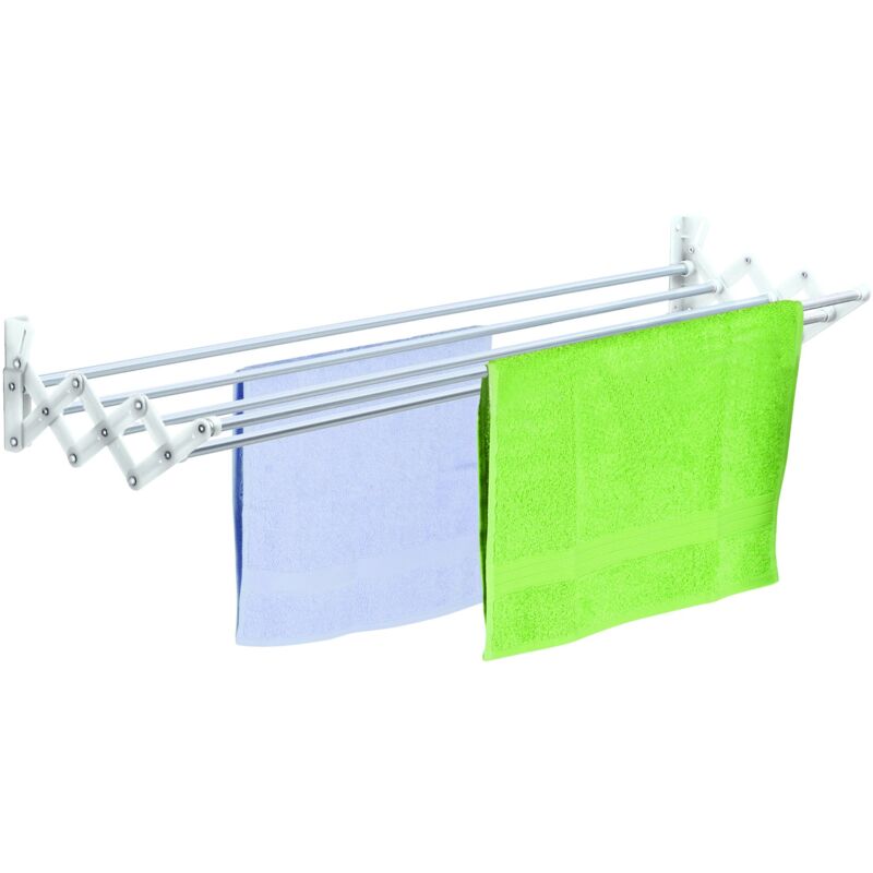 foto del prodotto 32112 stendibiancheria a soffietto, alluminio e nylon, bianco, 120 cm, bianco alluminio casabriko