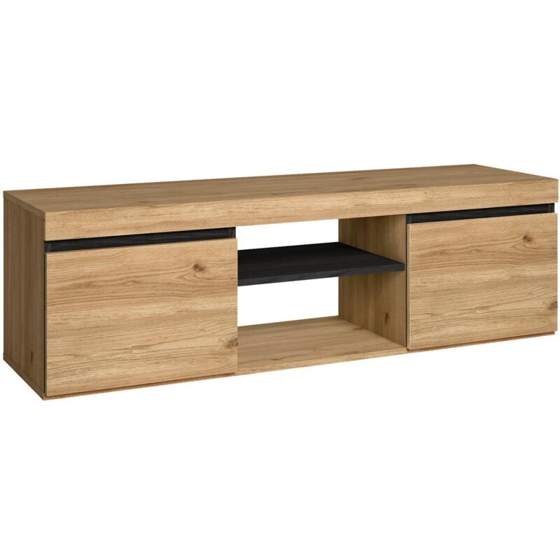 foto del prodotto mobile tv mod naturale rovere nero , 2 porte e 2 comparti, soggiorno, 140x40x41cm skraut home