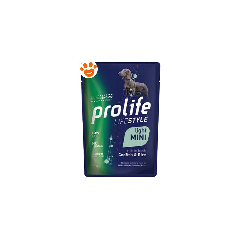 foto del prodotto dog lifestyle adult light mini merluzzo e riso dog lifestyle adult light mini merluzzo e riso bustina da 100 gr prolife