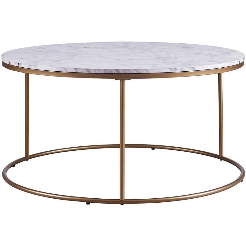 foto del prodotto tavolino da caff rotondo tavolo basso salotto faux marmo teamson home vnf 00075