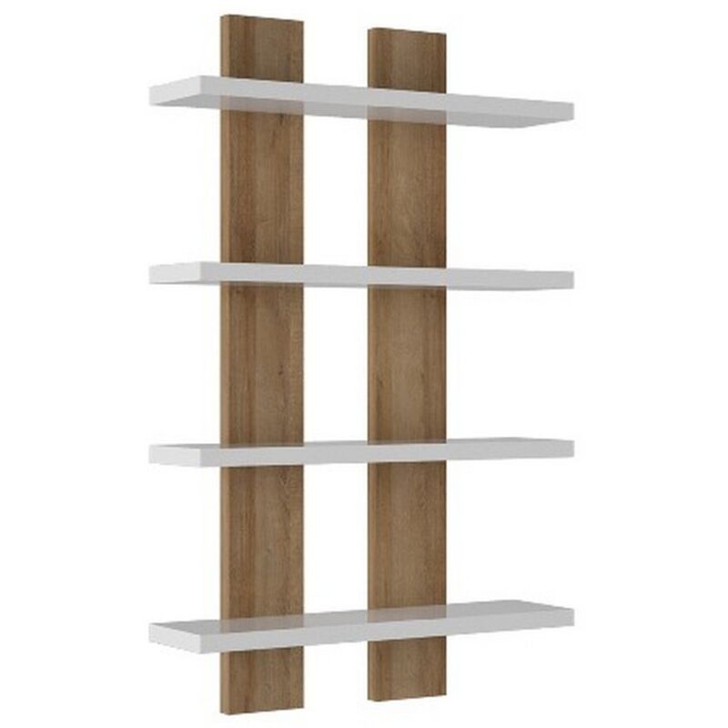 foto del prodotto mensola nergis, truciolare melaminico, bianco, rovere, 50x17x80 cm