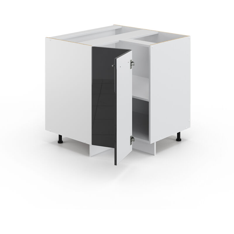 foto del prodotto mobile ad angolo cucina fame line, antracite lucido, 80.5 cm senza piano di lavoro, vicco