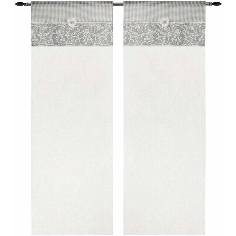 foto del prodotto emmevi mv s.p.a. tende coppia finestra porta interno tessuto shabby chic margherita grigio 60x150 cm