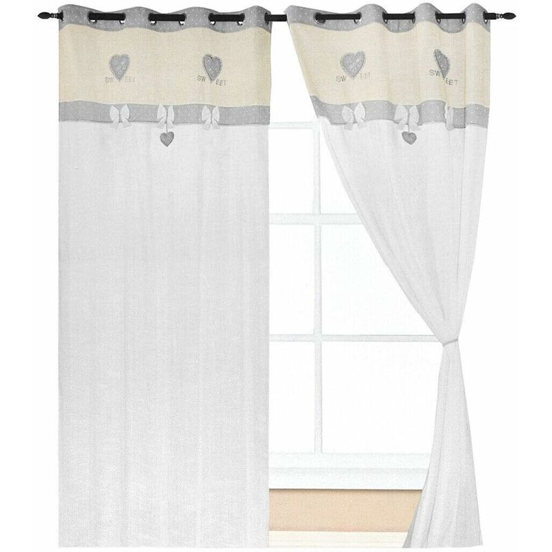 foto del prodotto emmevi mv s.p.a. tende coppia finestra porta interno tessuto casa shabby chic grigio 140x290 cm