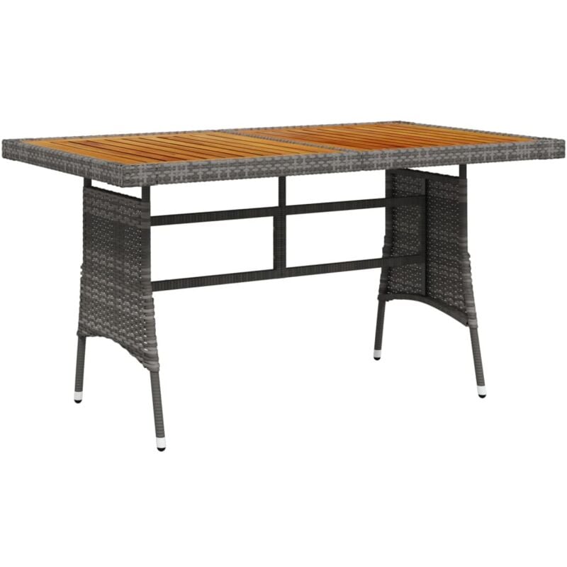 foto del prodotto vidaxl tavolo giardino grigio 130x70x72cm polyrattan e massello acacia
