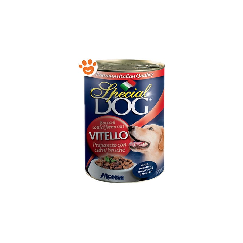 foto del prodotto special dog adult bocconi vitello special dog adult bocconi vitello lattina da 1275 gr monge