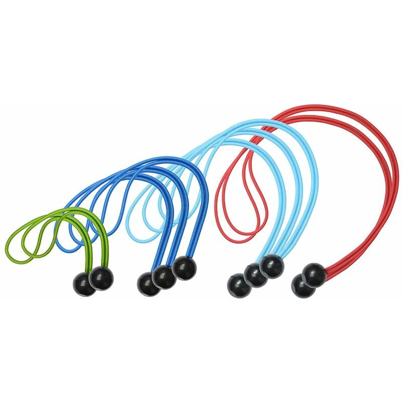 foto del prodotto 3258eurdat cavo elastico con sfera 220 cm 330 cm 340 cm 250 cm confezione da 10 pezzi ideale per carichi da portare in bici, in moto,