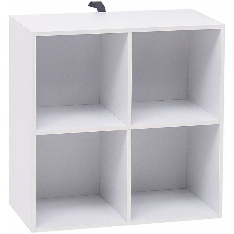 foto del prodotto libreria scaffale bianca mensola di legno da esposizione per casa ufficio 60 cm woltu
