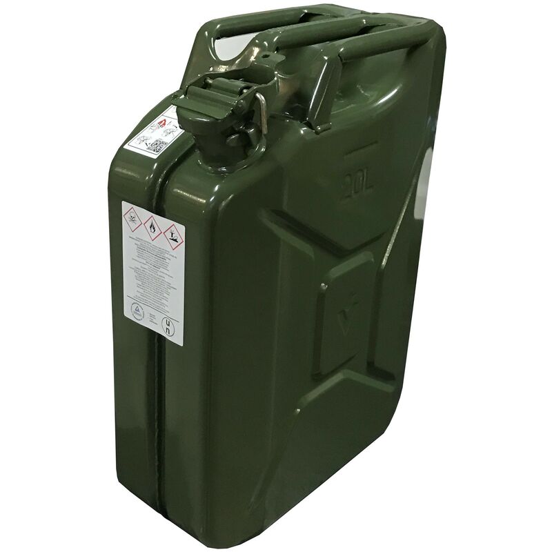 foto del prodotto tanica metallo verde 20 litri omologata gu tuv trasporto liquidi benzina acqua carburante