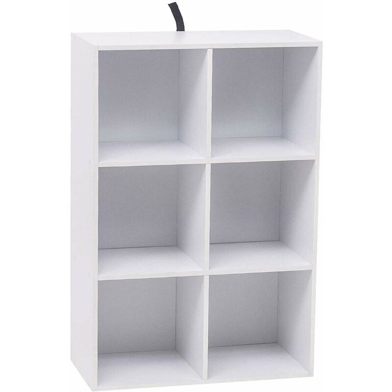 foto del prodotto libreria scaffale bianca mensola di legno da esposizione per casa ufficio 89 cm woltu