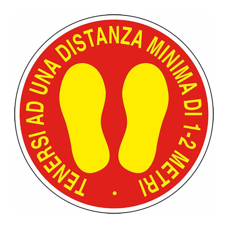 foto del prodotto segnaletica adesiva covid 19 distanza 1m