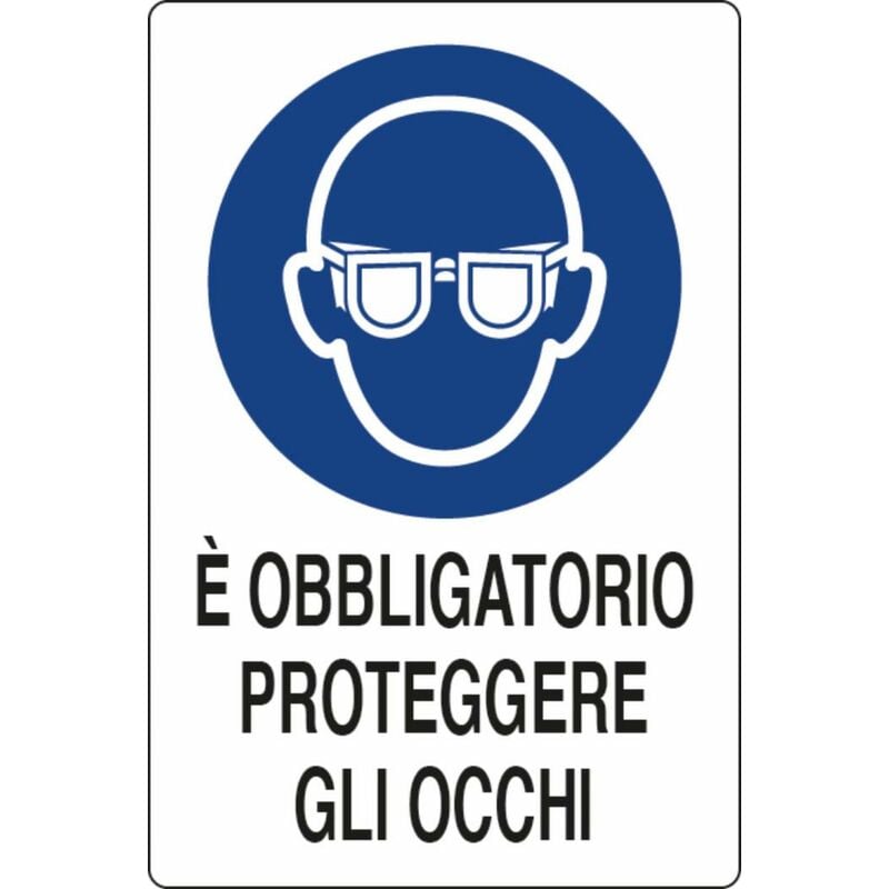 foto del prodotto cartello segnaletica obbligatorio proteggere gli occhi 30x20